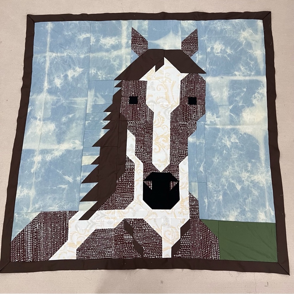 Handmade Original horse Baby Quilt Top 47x47" Pieced~ BABY/BED/Wall decor